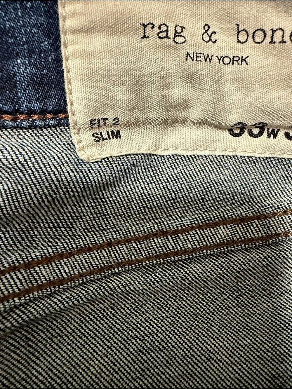 Mens Rag & Bone Markham Slim Fit 2 -Jeans in Blue Waist 33/32,Like New - Picture 8 of 8